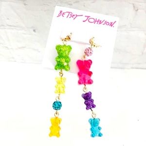 NWT | Betsey Johnson | Gummy Bear Dangly Earrings | Gold & Multicolored …